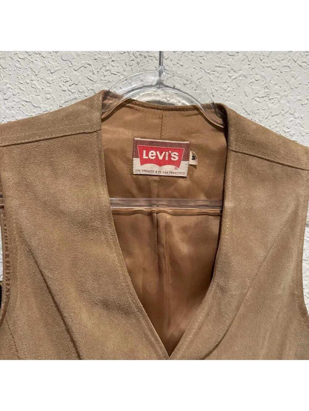 Vintage 60s/70s RARE Levis Tan Suede Western Disco USA Vest Mens Medium